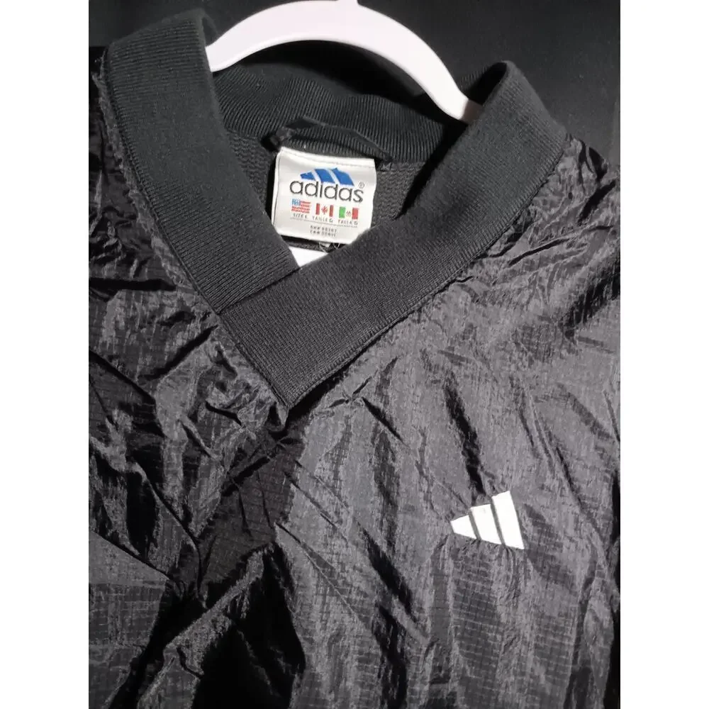 Vintage Adidas Pullover Windbreaker Jacket Men’s L Black White Logo Streetwear